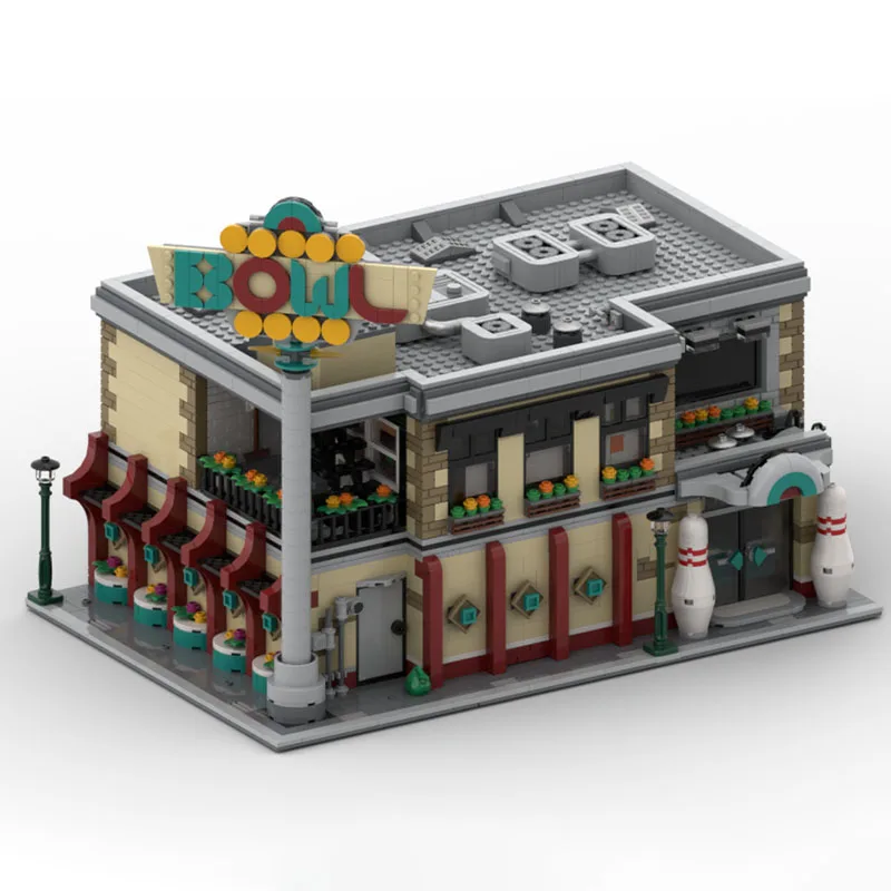 3474pcs MOC Bowling Suites Architecture Modular Model Building Blocks Home Decor Desk Display Shelf Accent Room Gift For Adults
