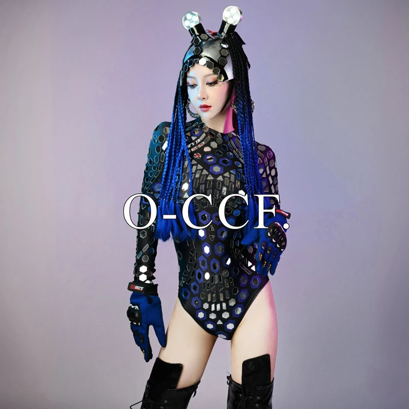 バーナイトクラブ DJ Ds レイブ衣装女性ゴーゴーダンス衣装セクシーなスパンコールボディスーツポールダンスジャンプスーツステージショー着用 XS9735