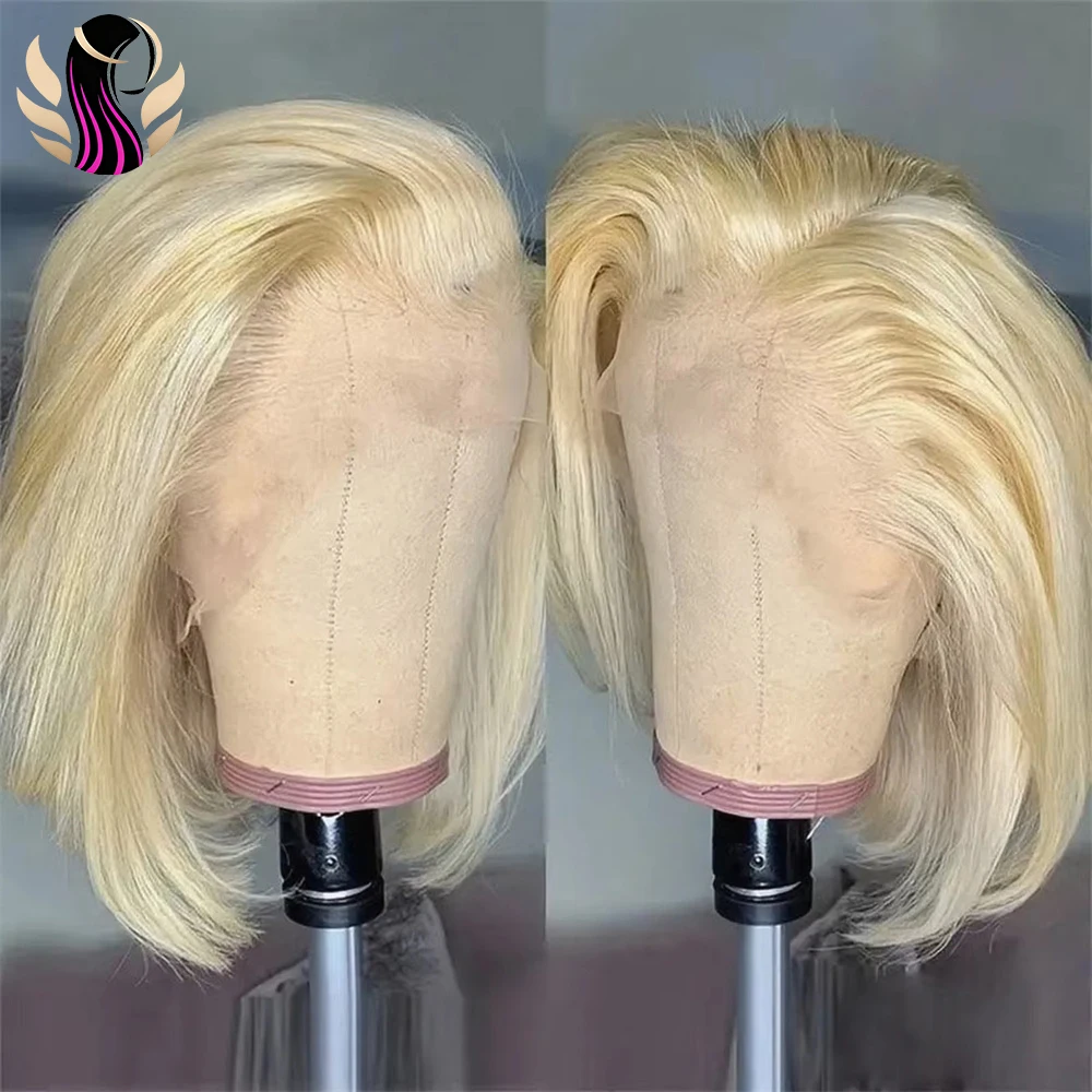 

Blonde Bob Wig Human Hair 13x4 HD Transparent Lace Frontal Wigs Human Hair For Women 200 Density Pre Plucked 100% Brazilian Virgin Blonde Wigs Human Hair Skinlike 613 Bob Wig