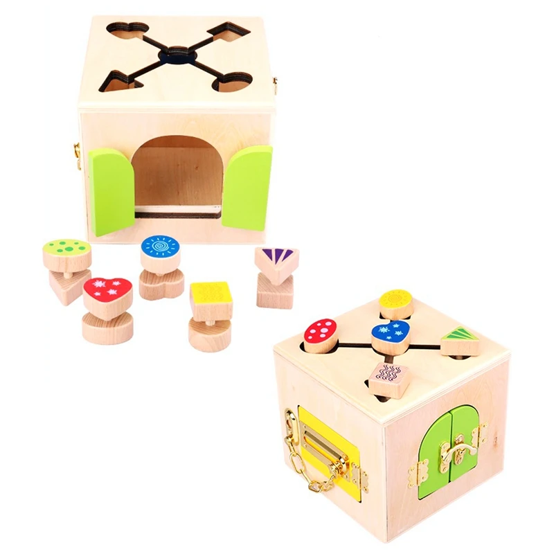 Kids Wooden Toys Unlock Building Block Lock Box Educational Unlocking Toys For Children Basic Life Skill Toy