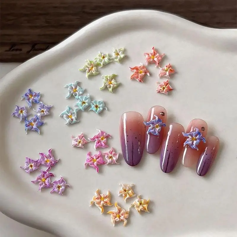 /Kuz/Resin Mini Colorful Flower Art Nail Decorate 3D FlowerAppliques DIY Nail Art Decor Accessories Crafts 50 Pcs
