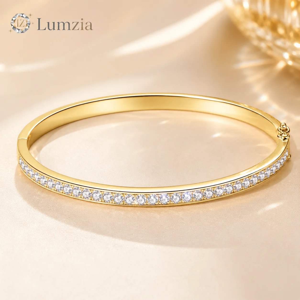 Moissanite Bangle Bracelet 1.53CT Full Stone 14K Gold Filled 58mm Luxury Stacking Bracelet Gift for Women