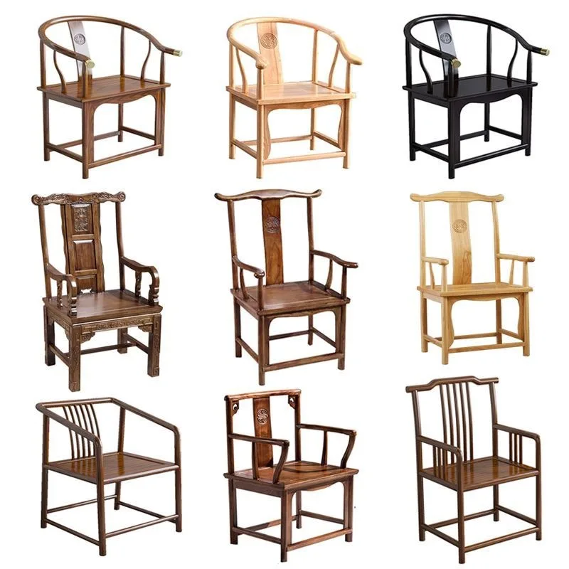 For Solid Wood Tea Table Chair Set, Master Thai Armchair & Round Back Chair for Office Home