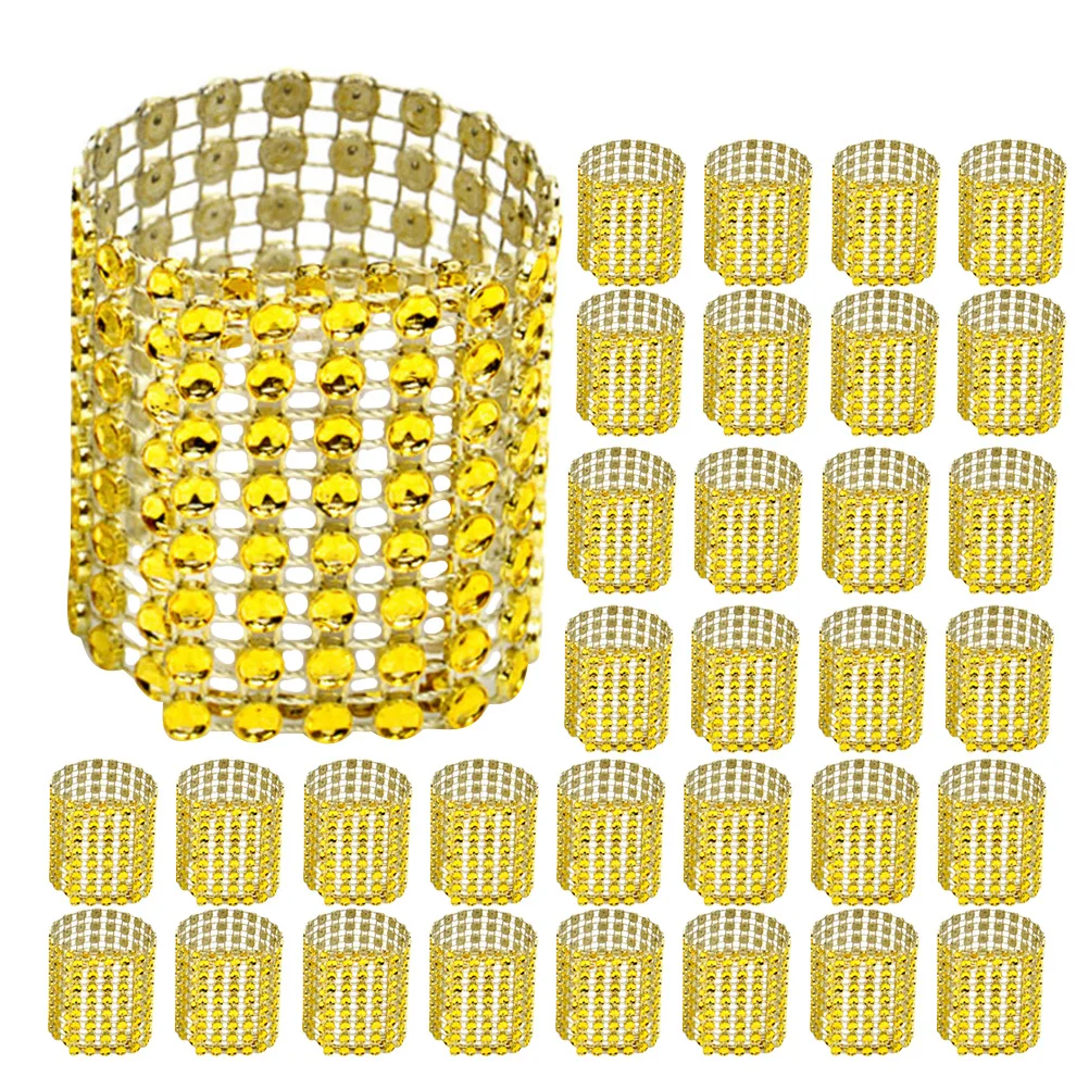 150Pcs Napkin Rings Rhinestone Decorative Plastic Wedding Party Table Napkin Buckles Elegant Holders Table Napkins Holders