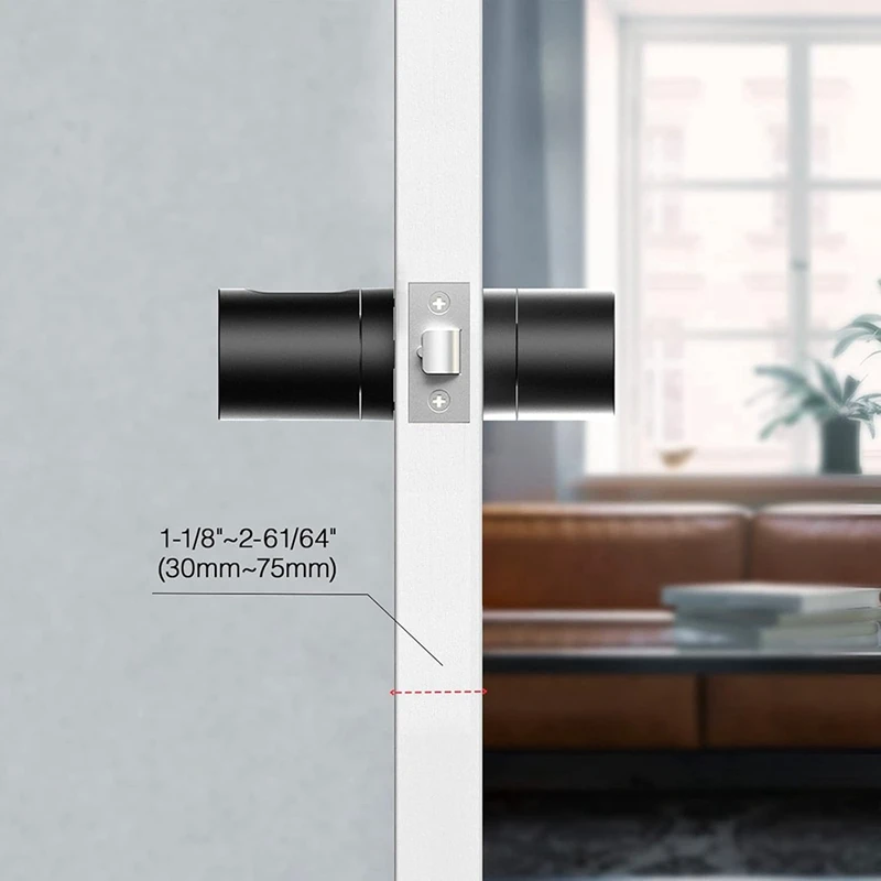 Smart Door Lock With Fingerprint NFC App Code Backup Keys Stylish Bluetooth Door Knob (Black Fingerprint+Bluetooth)