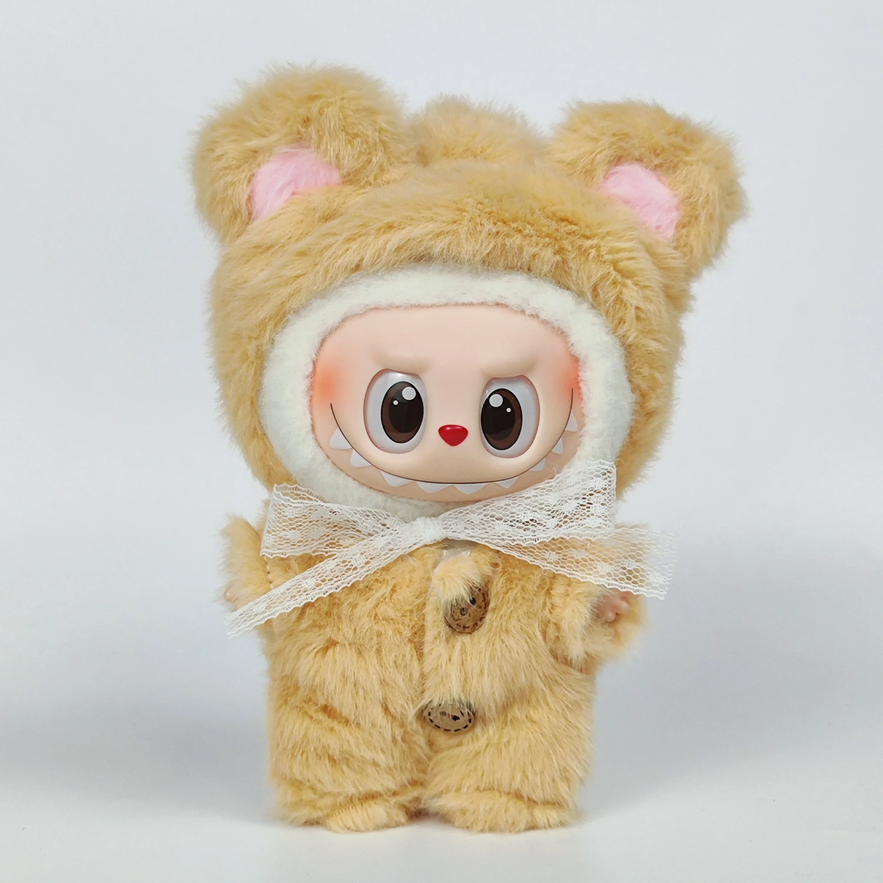 Одежда для Labubu, аксессуары для одежды для Кореи Kpop EXO V1 V2, шляпа с мультяшным медведем, наряд с бантиком на пуговицах, подарок