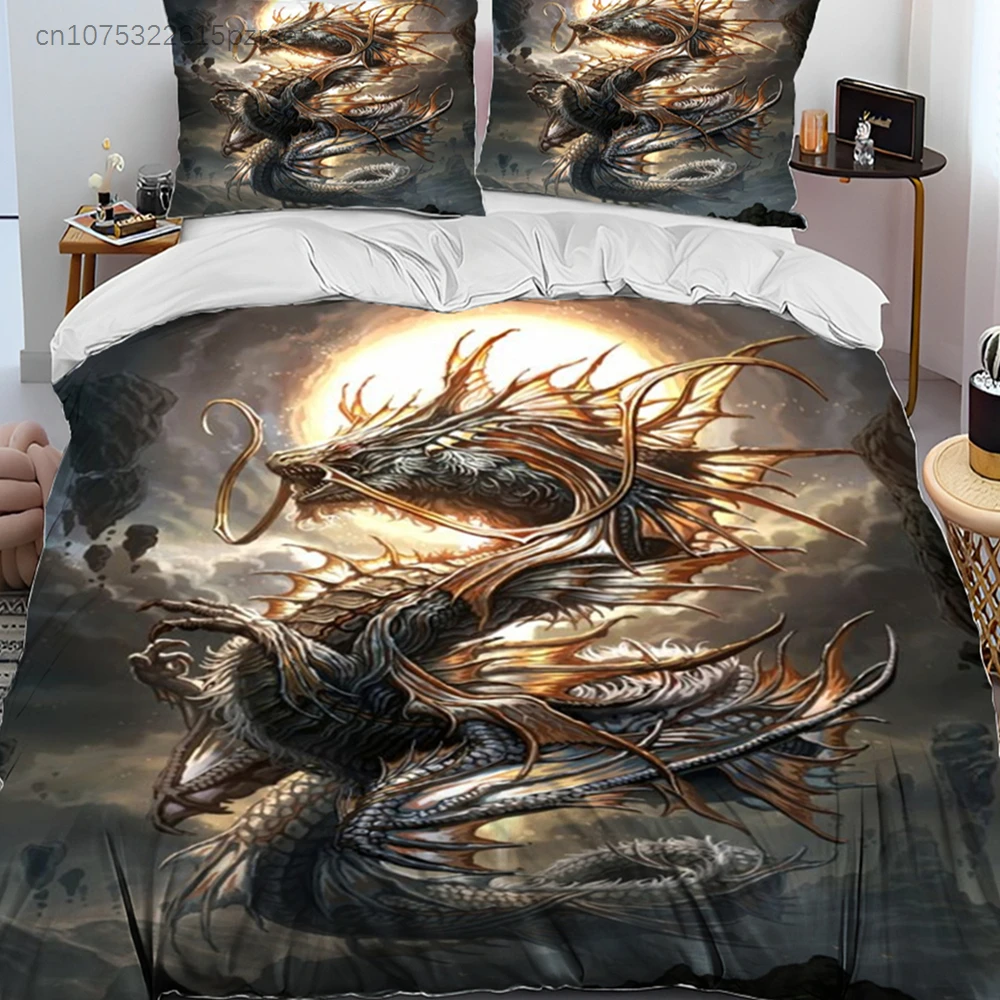 3D Retro Dragon Printed Bedding Sets Exquisite Bed Supplies Set Duvet Cover Bed Comforter Set Bedding Set Luxury Birthday Gift