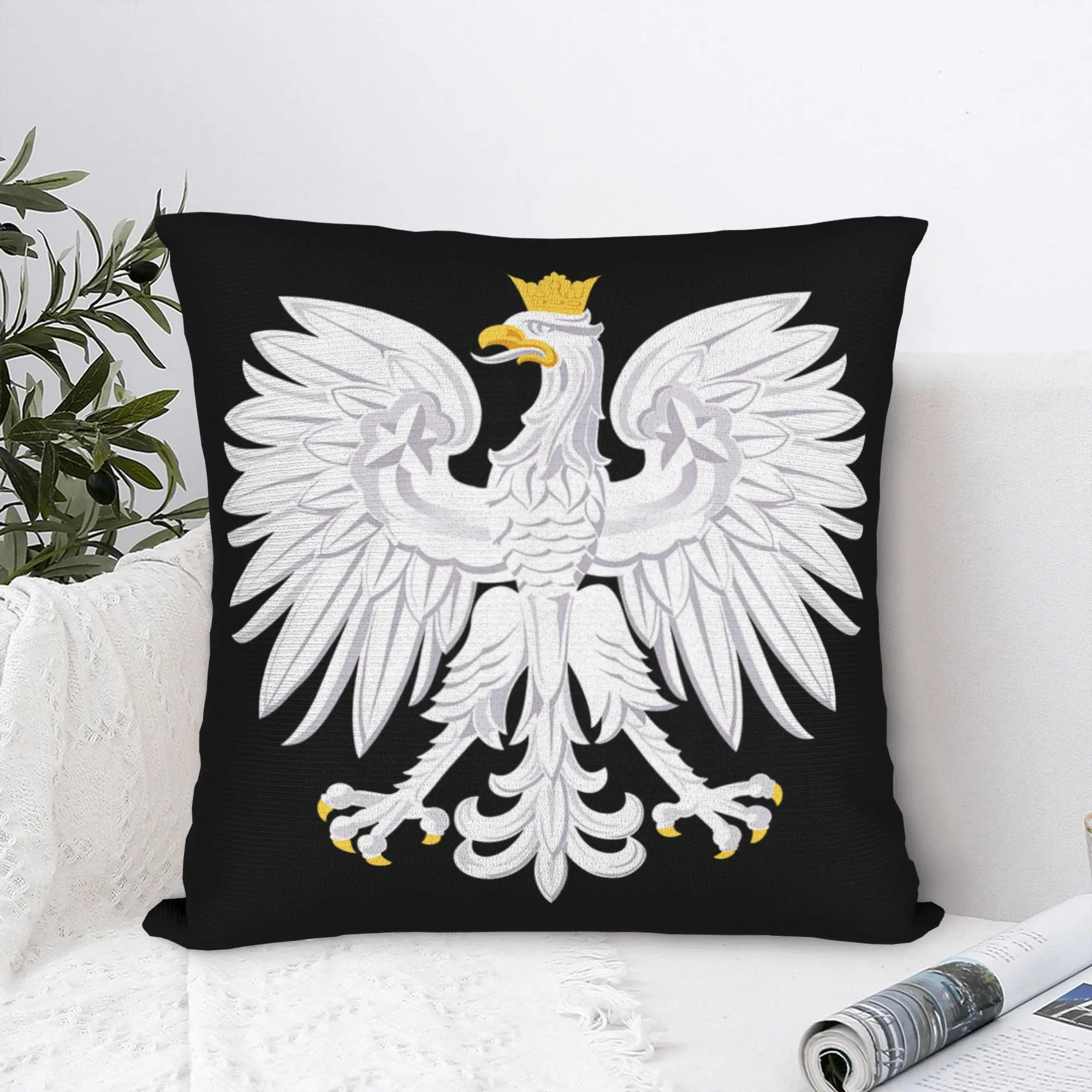 Polish Eagle Coat of Arms Poland Pillowcase Soft Fabric Cushion Cover Decor Polska Pillow Case Cover Home Zipper
