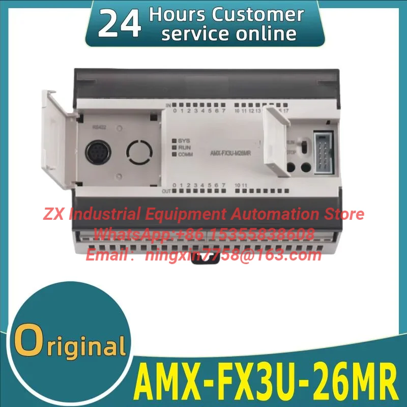 Original AMX-FX3U-26MR Ethernet PLC compatible controller relay 2AI/1AO 16I/10O MODBUS+programming cable CLP fx3u