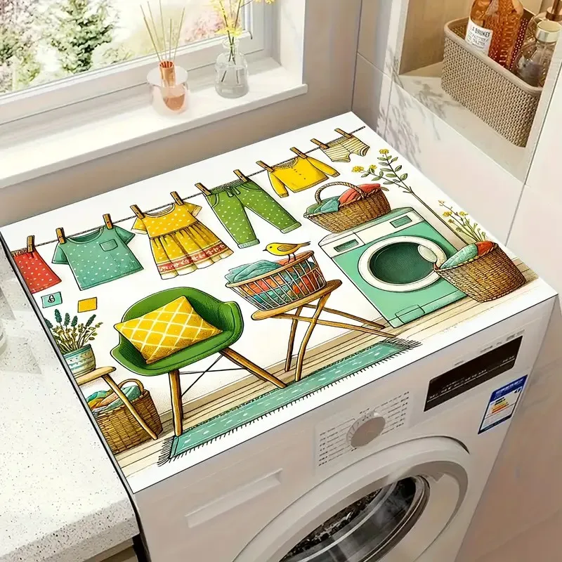 Washing Machine Dust Cover Waterproof Oven Microwave Refrigerator Fridge Top Protector Mat Coffee Drain Pad Table Placemat