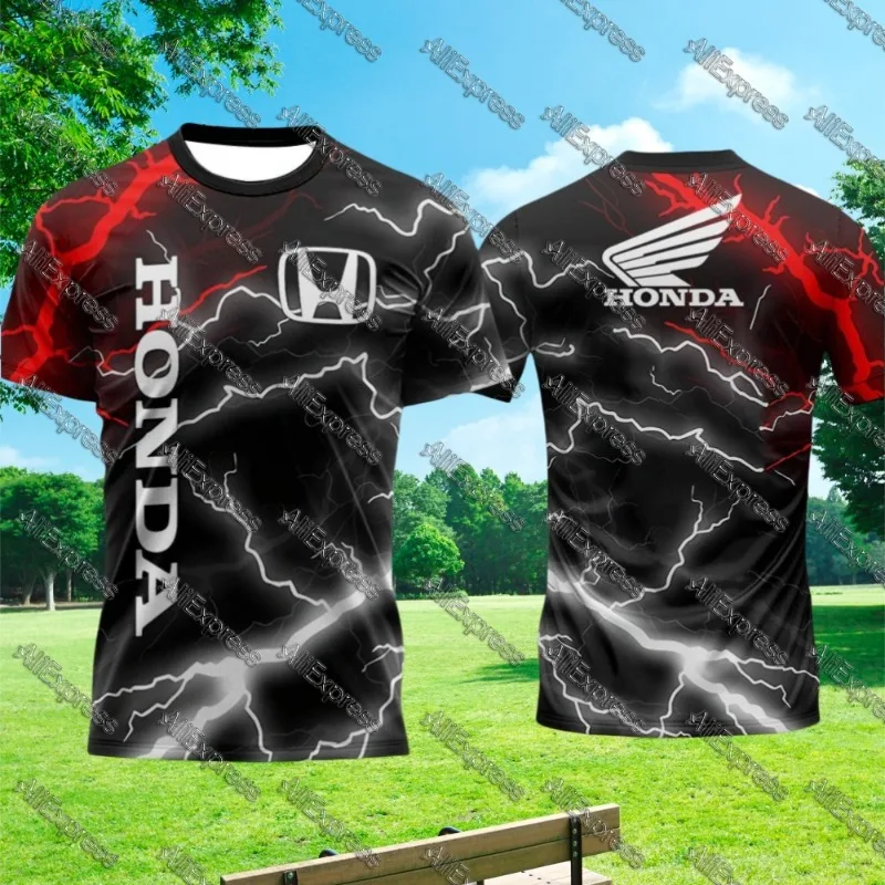 2025 الصيف هوندا سيارة الرجال موتو تي شيرت عادية تنفس موضة الشارع البلوز تشغيل اللياقة البدنية الصيف فضفاض جيرسي