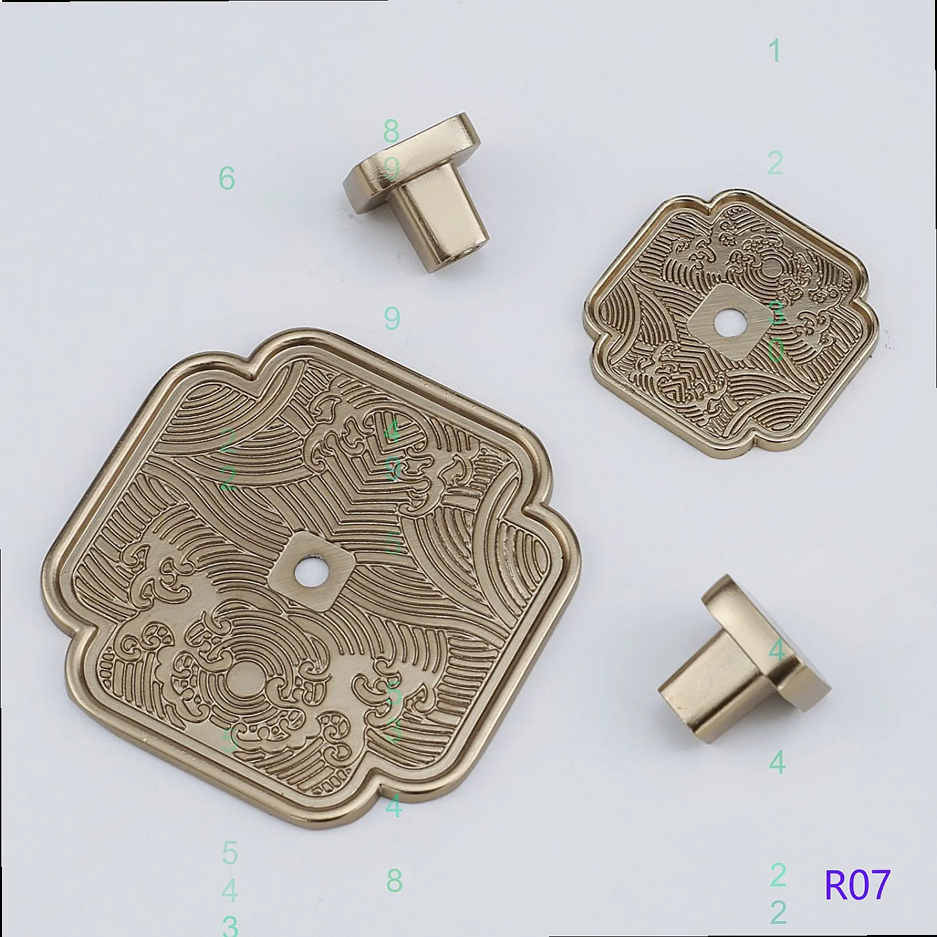 New Chinese Classical Wave Split Cabinet Handle Antique Light Luxury Zinc Alloy Pull