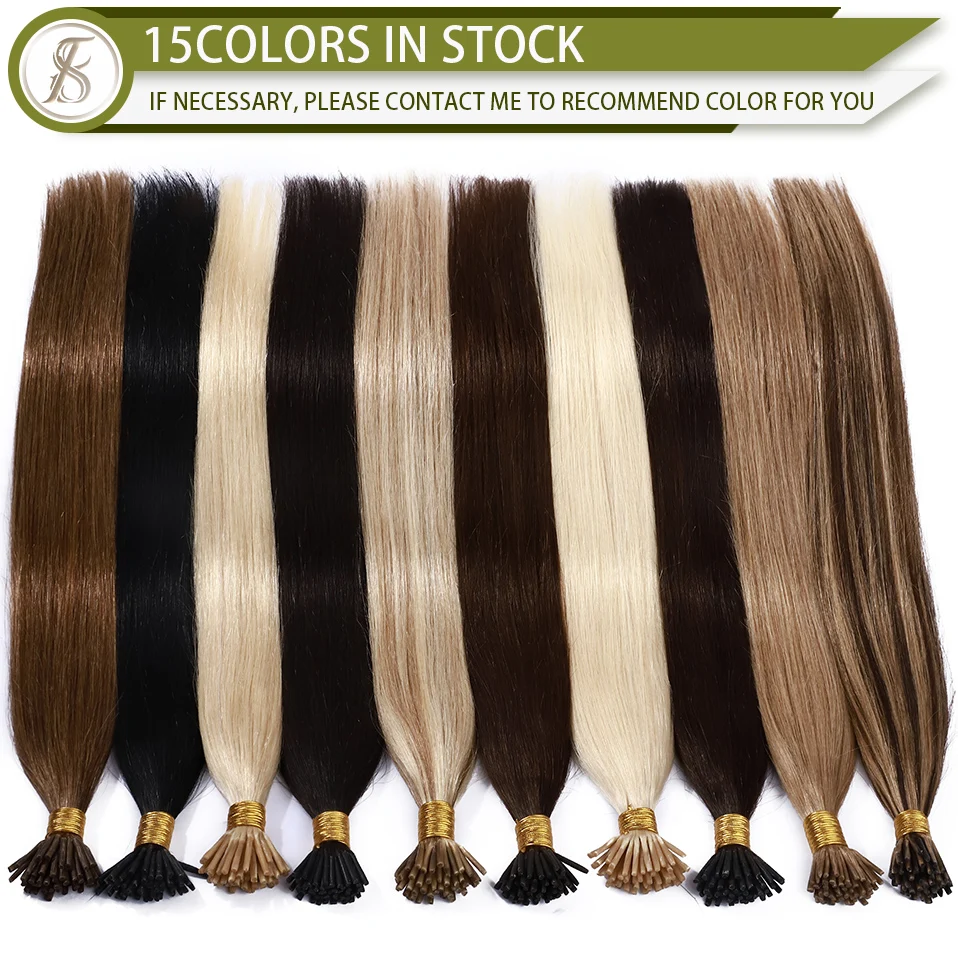 TESS I Tip Hair Extensions 50pcs Keratin Fusion Microlink Hair Extensions Human Hair Capsule Pre Bonded Stick Brown Natural Hair