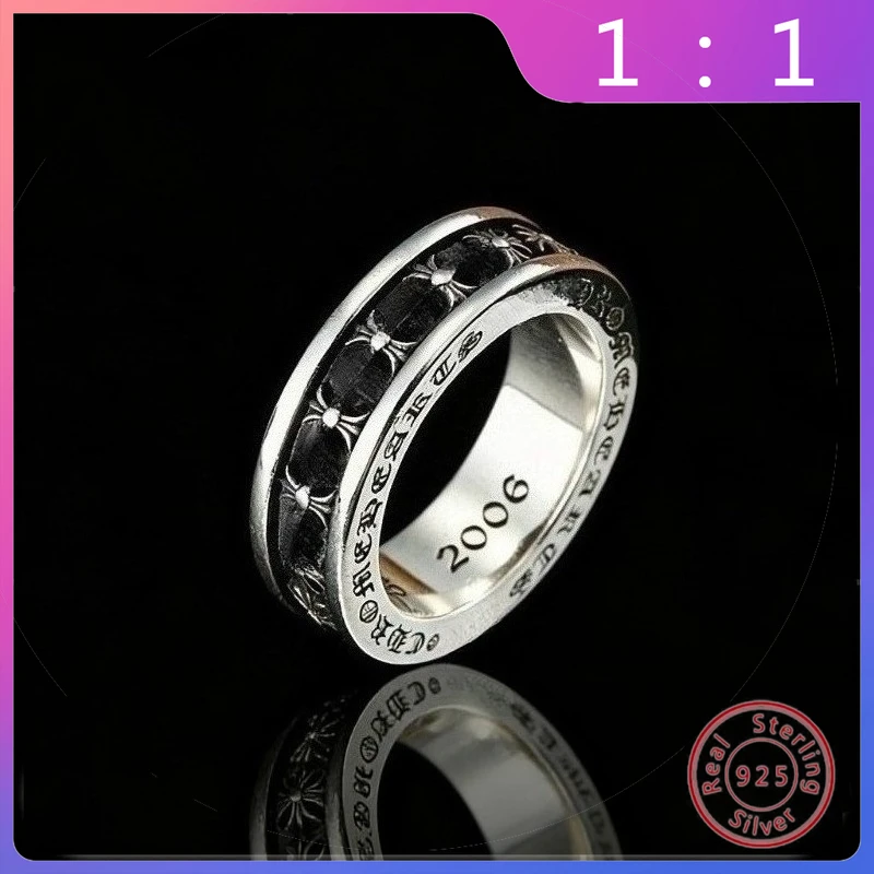 

Новое кольцо из серебра S925 в стиле хип-хоп панк, модное, универсальное, ретро, с буквой и крестом, подарок, нишевый товар 2026 года