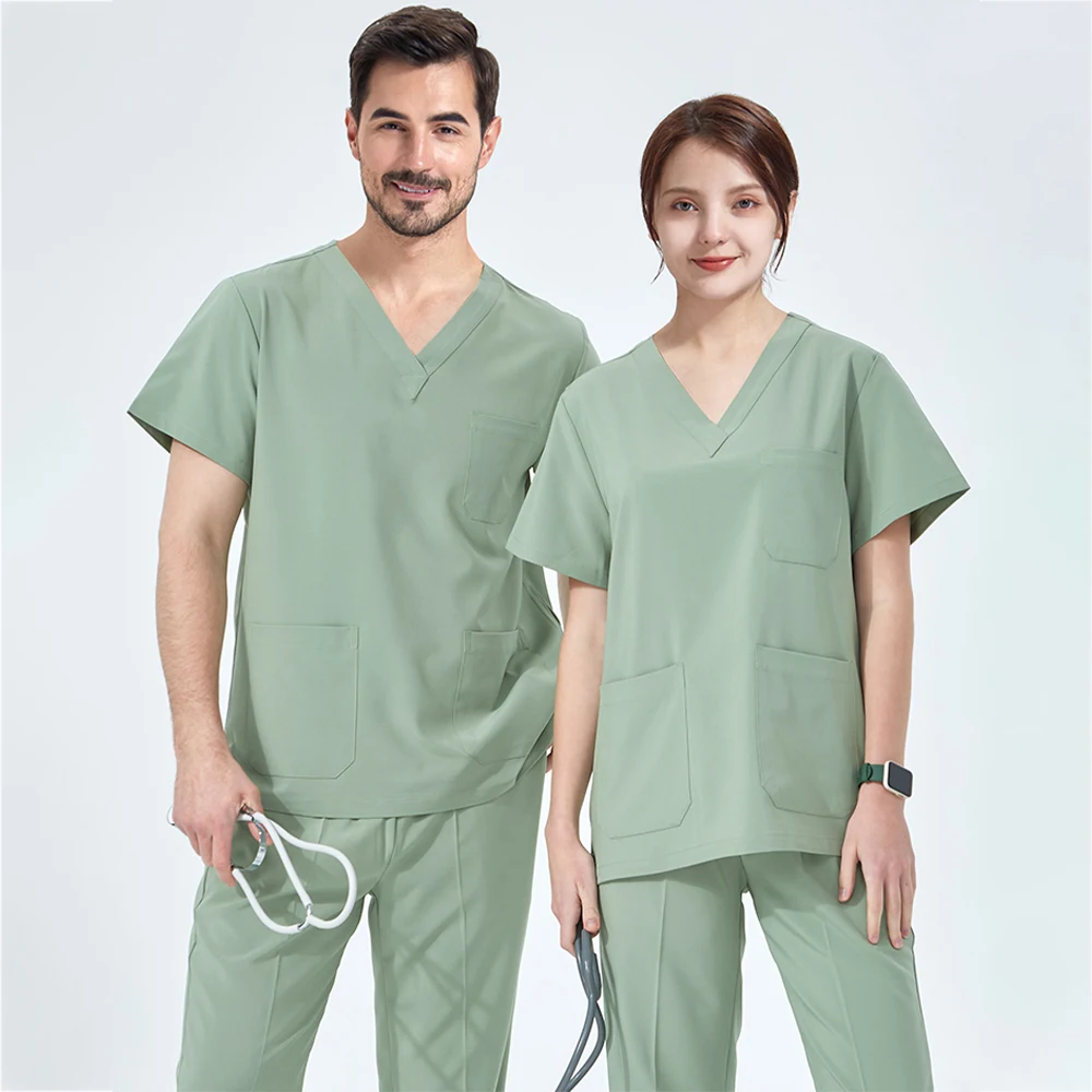 Easy Stretch Medical Scrub Set Quick-Dry Doctor Nurse Uniform Workwear Moisture-Wicking Durable Suit for Nursing S01-01