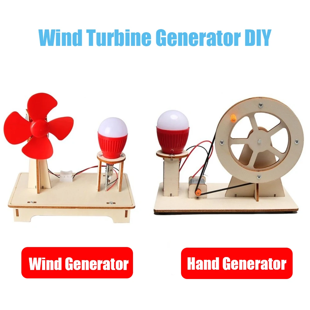 Wooden Building Kits Wind Turbines Hand Cranked Turbines Homeschool Projects Children's Wooden Stem Models Construction Toys