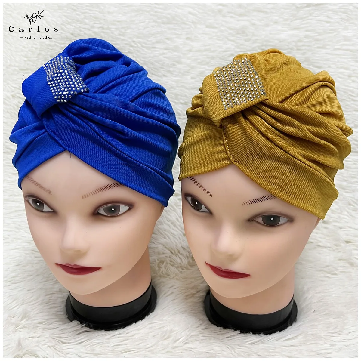 1 Dozen High Quality Newest Elegant Turban Hats Women Cap Beaded For India  Scarfs Head Wrap Headband Girl Hair Accessories Lady