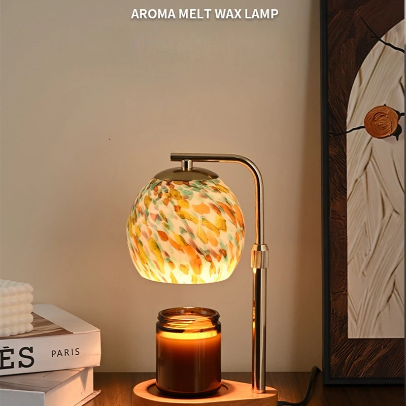 Colorful Glass Aromatherapy Candle Lamp Adjustable Wax Melting Light Romantic Bedroom Decor Night Light