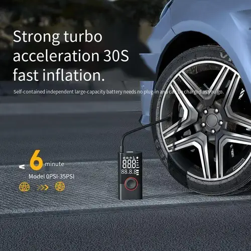 Imagen 2 del producto Compresor de aire portátil con pantalla dual: arrancador de batería de coche inalámbrico con función de banco de energía