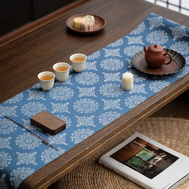 Retro Double-Sided Brocade Tea Mat, Exquisite Table Flag, Japanese, Dry Brewed Tablecloth Tea Towels 200M/250M/300M