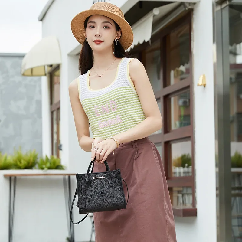 Bag women 2023 trendy ladies bags fashion casual lychee pattern one shoulder small square bag