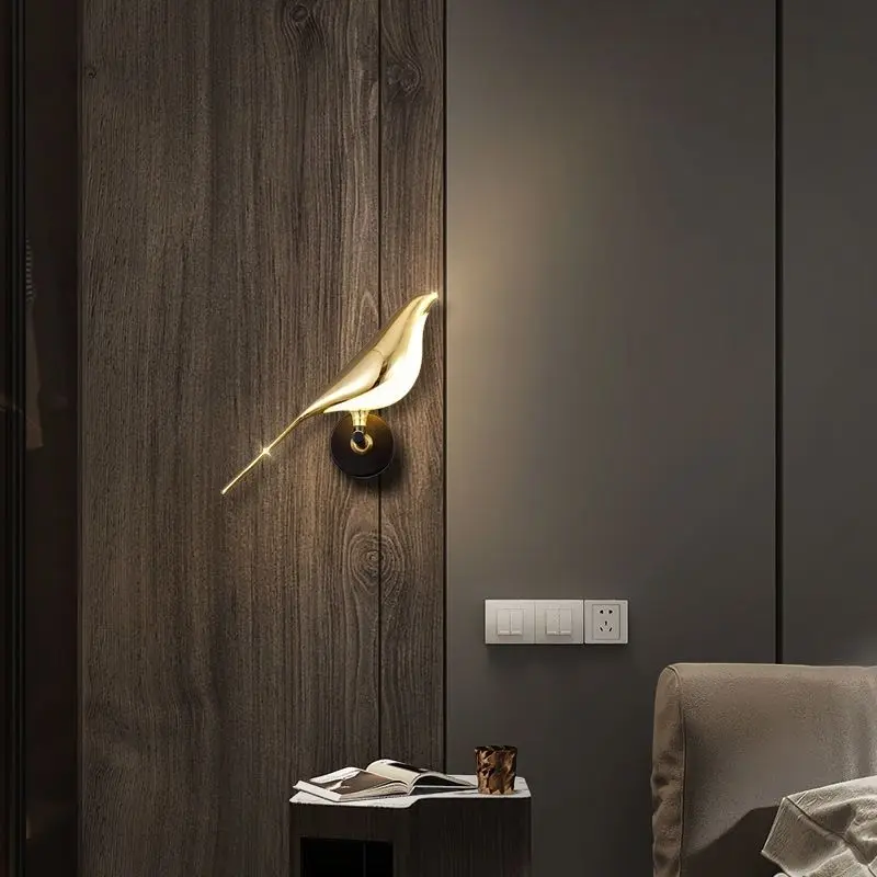 

Настенная лампа в скандинавском стиле, вращающаяся Потолочная люстра для спальни, фойе, коридора с золотой птицей, прикроватный светильник