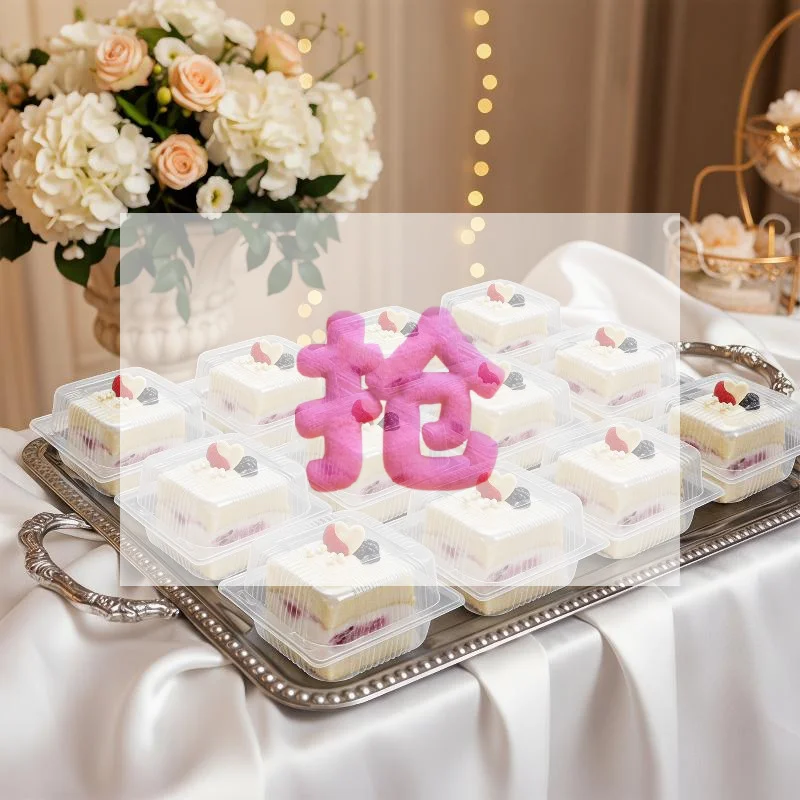 100pcs Disposable Clear Clamshell Food Container Square Round Box For Cakes Burgers Pastry