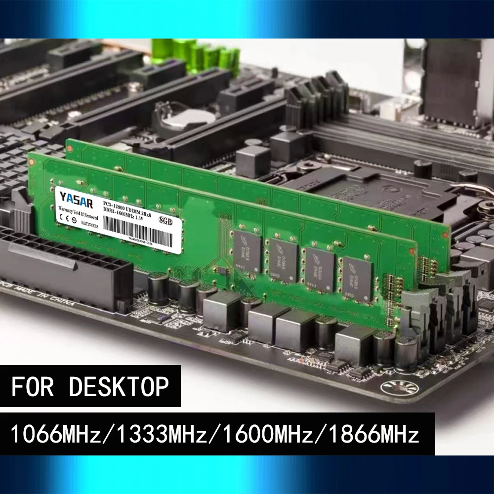 YASAR Memoria Ram DDR3 1066MHZ 1333MHZ 1600MHz UDimm 1.5V PC3 8500 10600 12800 Desktopgeheugen Compatibel met alle moederborden