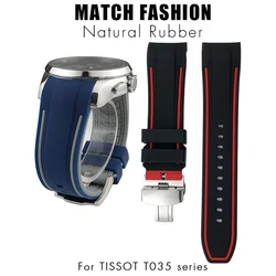 Curved End Soft Rubber Silicone Watchband for Tissot T035.617 T035.627 T035 23mm 24mm Sport Waterproof Watch Strap