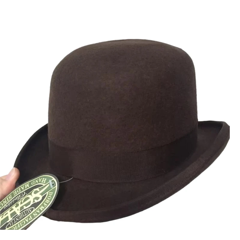 lihua-brand-100-wool-bowler-hat-cowboy-fashion-waterproof-equestrian-cap-women-party-fashion-men's-black-brown-adjust-hat