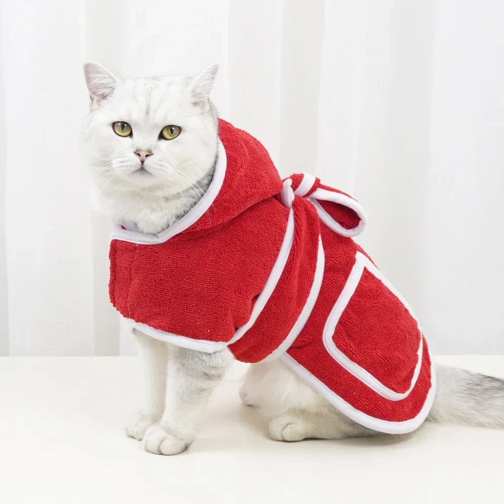 

Red Pet Absorbent Bathrobe Microfiber Cat Dog Clothes Bathing Quick Dry Pet Supplies Wholesale