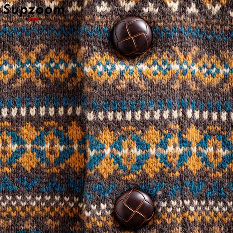 Supzoom Neuankömmling Top Fashion Turn-Down Kragen regelmäßige Baumwolle Cardigan männlich lässig einreihig Knopf Pullover Männer