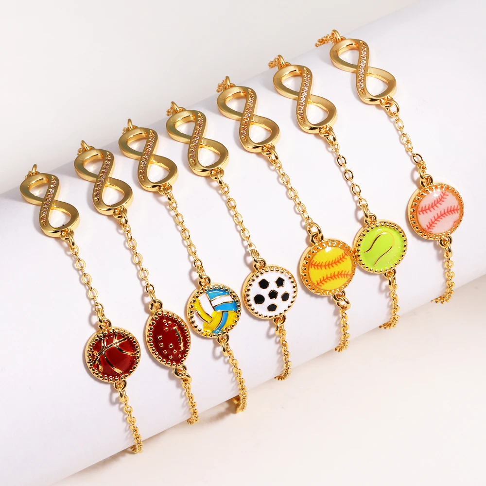 Baseball/Softball/Football/Soccer/Basketball/Tennis/Volleyball Infinity Bracelets for Girls Women Sport Accessories Jewelry Gift view 3