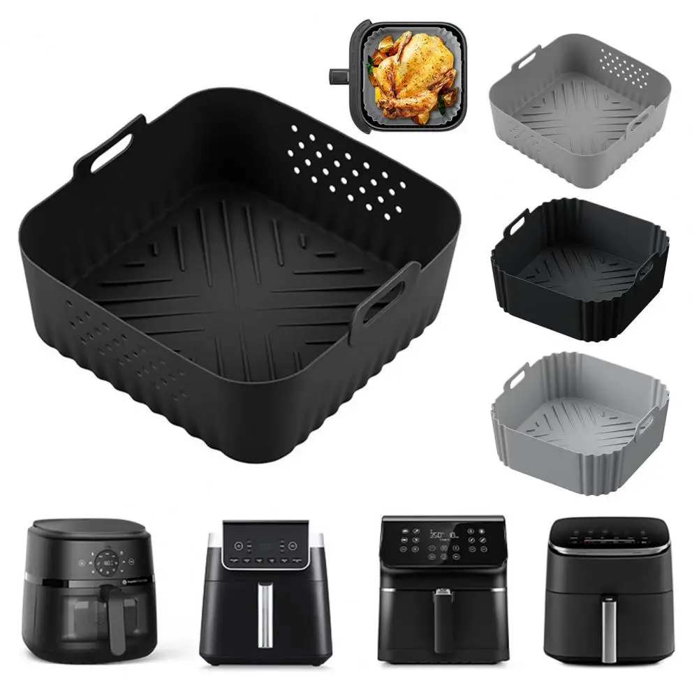 Universal Silicone Air Fryer Liner Reusable Non-Stick Mat for Ninja Dishwasher Safe Air Fryer Silicone Liner Cooking Mat 90%