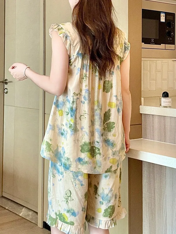 

Комплект одежды из хлопка и шелка Sweet Sle ort Sve orts Легкая повседневная домашняя одежда для студентов Коллекция весна-лето