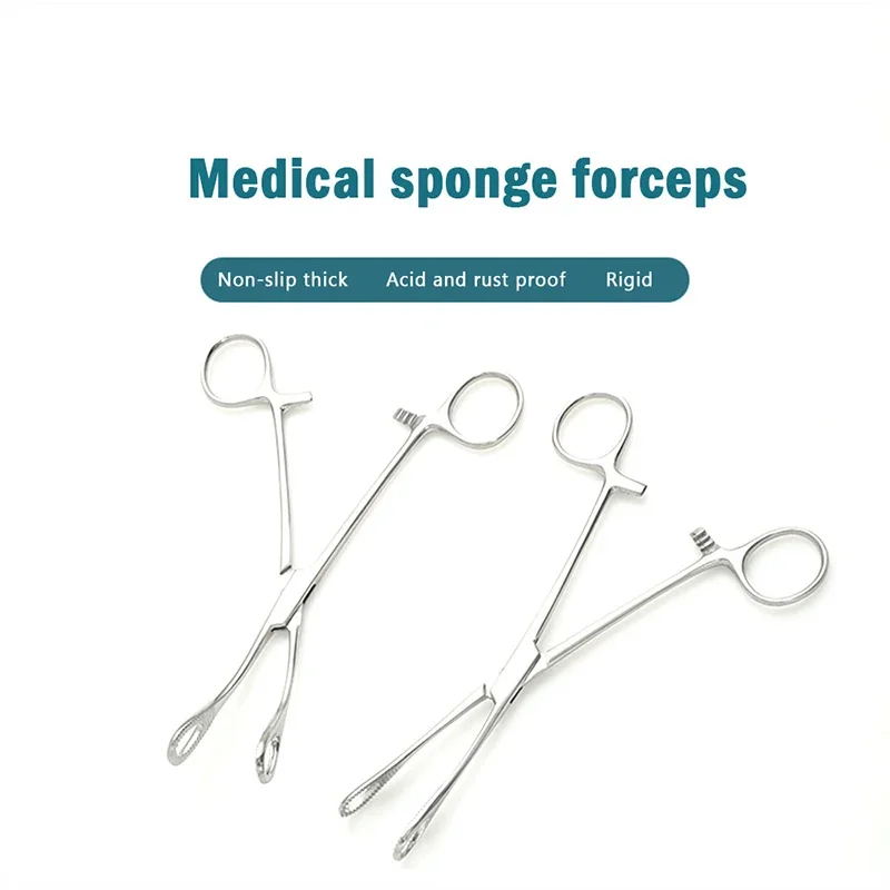 

GREATLH Medical Clamp Cotton Ball Forceps Stainless Steel Sponge Pliers Hemostatic Sponge Clip Orthopedic Instruments pet