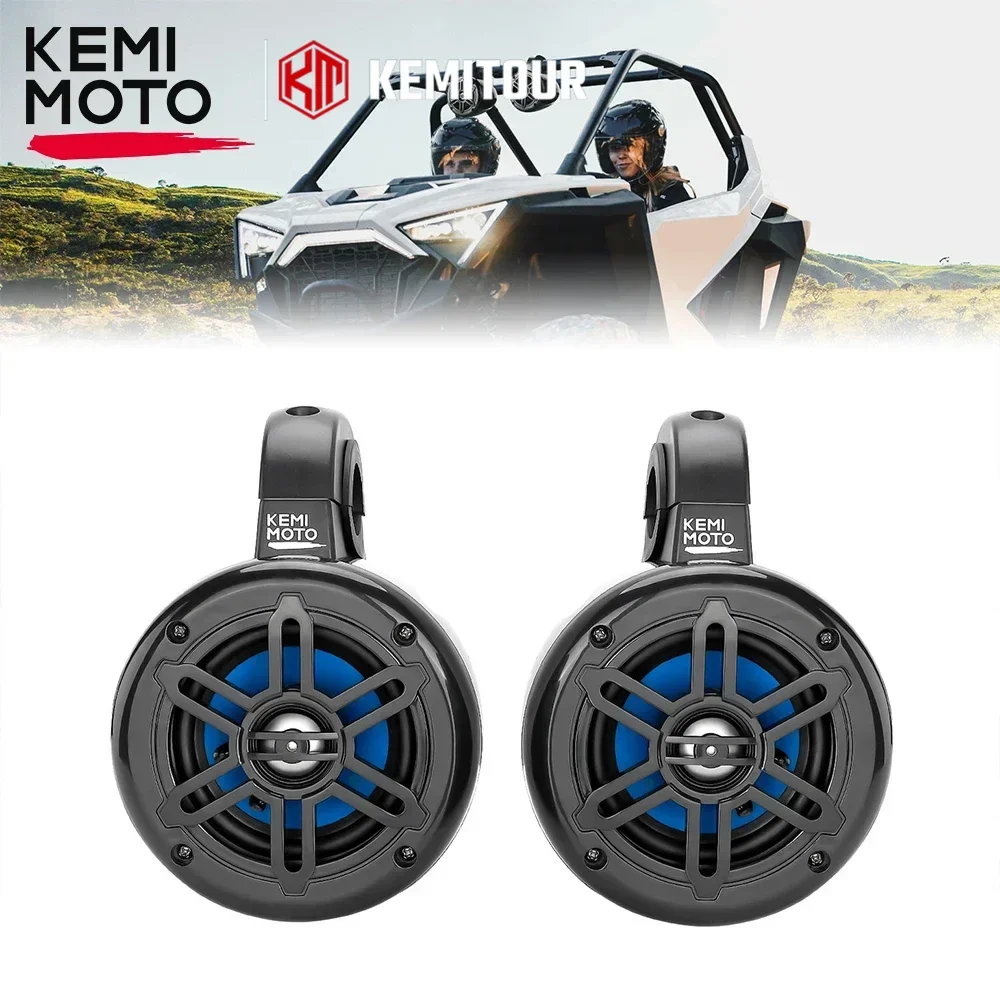 

KEMiMOTO UTV Speaker 4 Inch Sound Stereo System Fits 1.65-2in Roll Bar Compatible with Polaris RZR for Can-Am X3 for Golf Cart