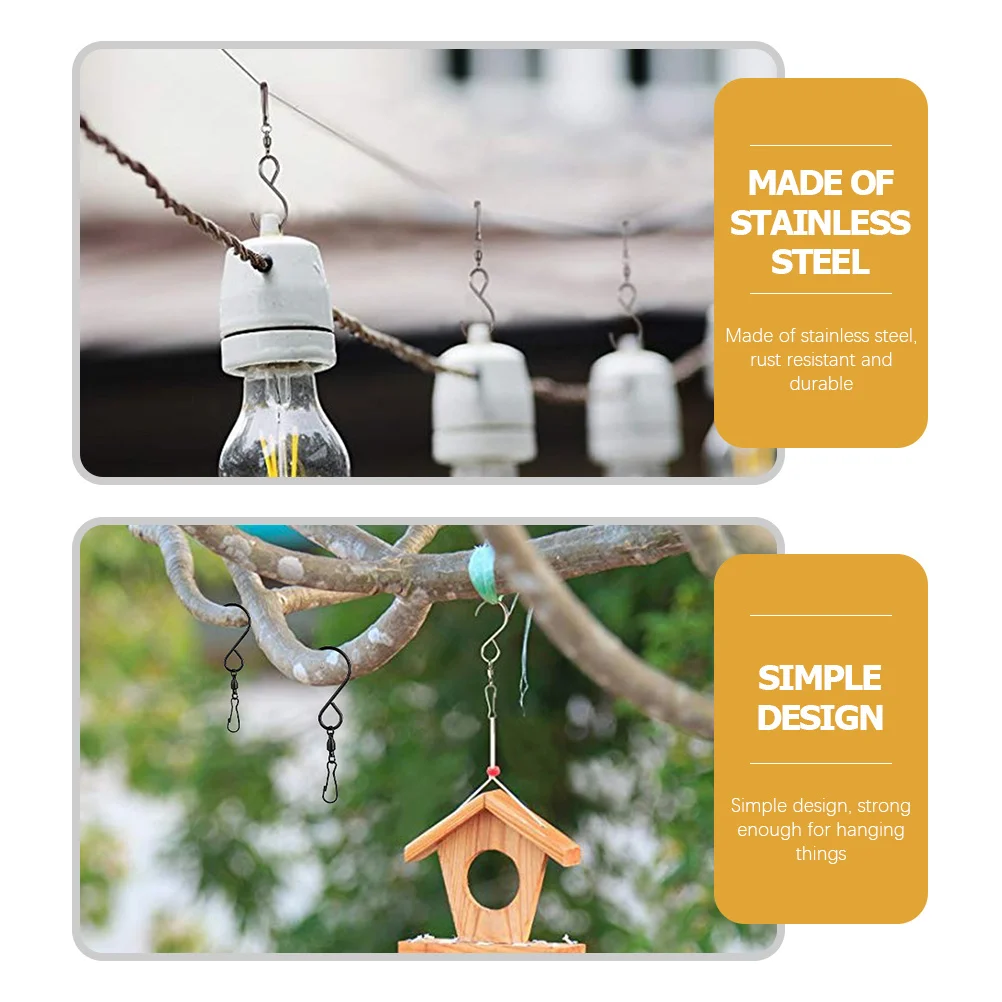 

10Pcs Wind Chime Swivel Hooks Stainless Steel Rotating Hanging Clips for Hanging Flower Baskets Plant Pots Light Fixtures