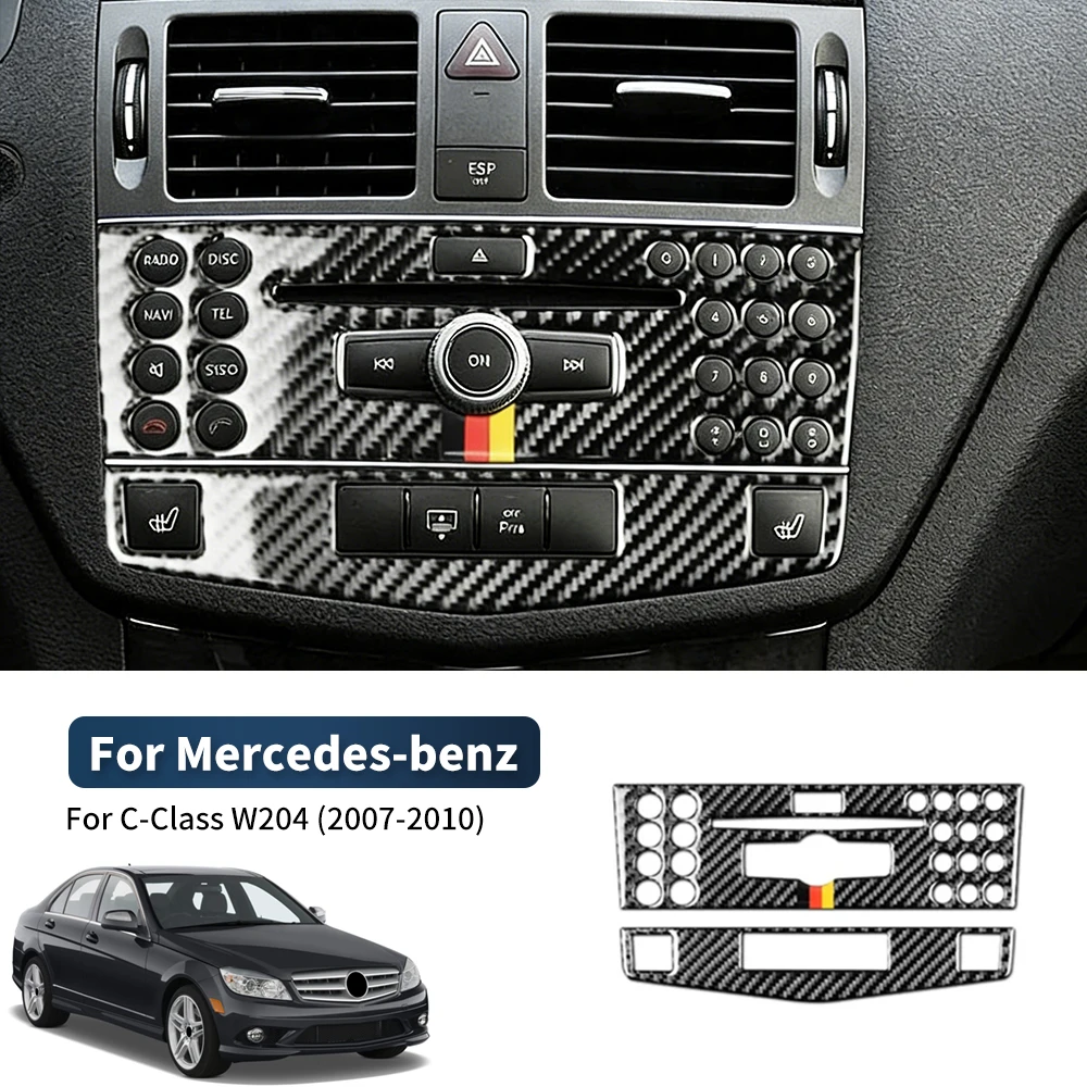 

Настоящая мягкая наклейка из углеродного волокна для Mercedes Benz W204 2007 2008 2009 2010, центральная панель управления AC CD, аксессуары для внутренней отделки