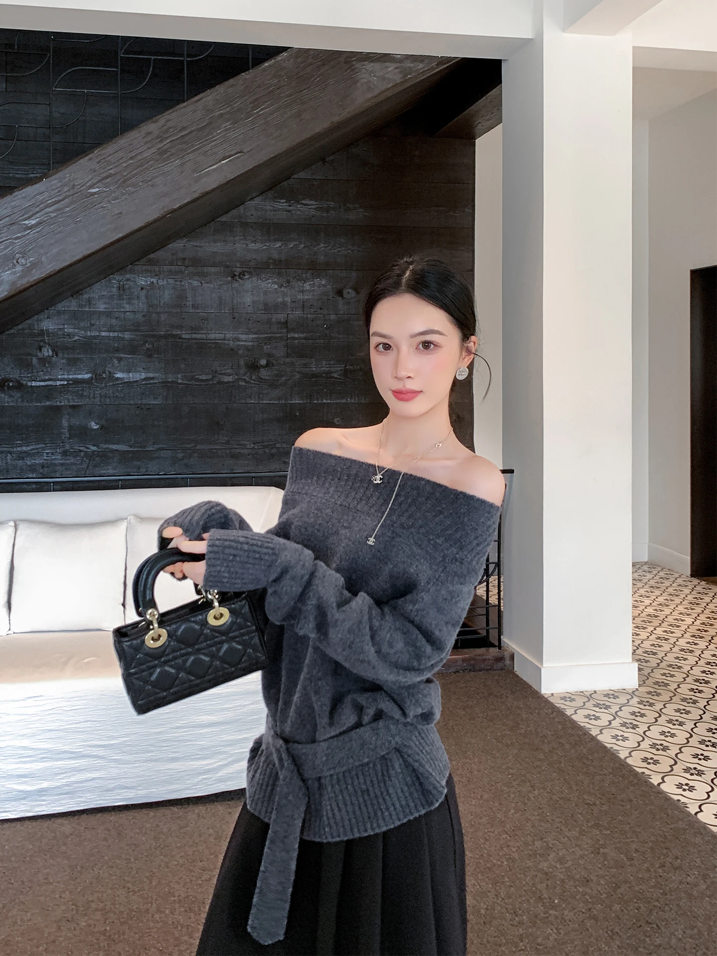 

Вязаный свитер Binguo из 100% чистой шерсти на одно плечо, женский базовый слой, для комфортного повседневного образа, новинка ранней весны, для работы и отдыха