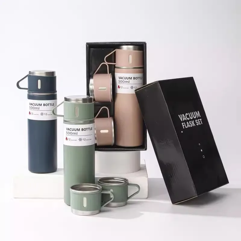 

500ml Thermos Cup Large Capacity Vacuum Flask Coffee Tea Milk Travel Water Bottle Insulated Thermos Handbag Gift Box Coffee Tool