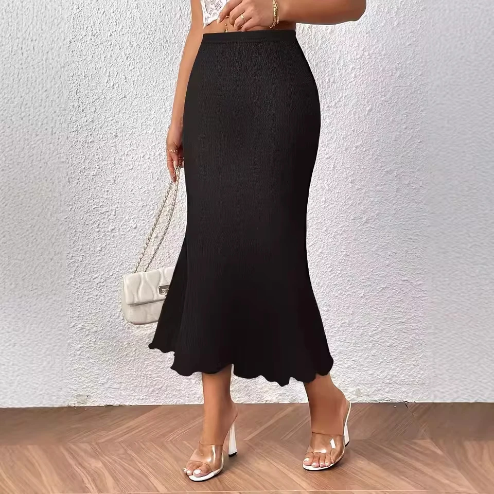 Women's 2026 New Fashion and Elegant Knitted Jacquard Elastic Wrap Fishtail Skirt