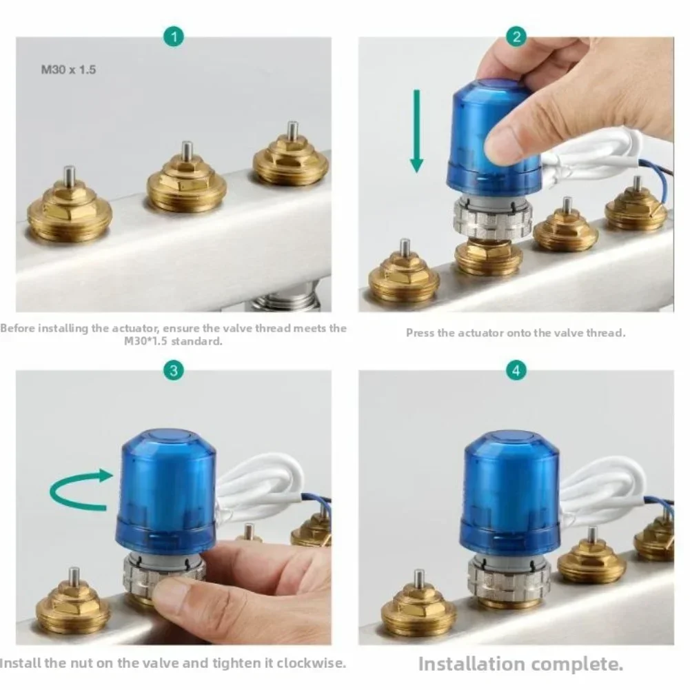 

Электрический привод напольного отопления AC230V с 5-гайкой M30x1 Крепление теплового расширения и функцией пружинного возврата