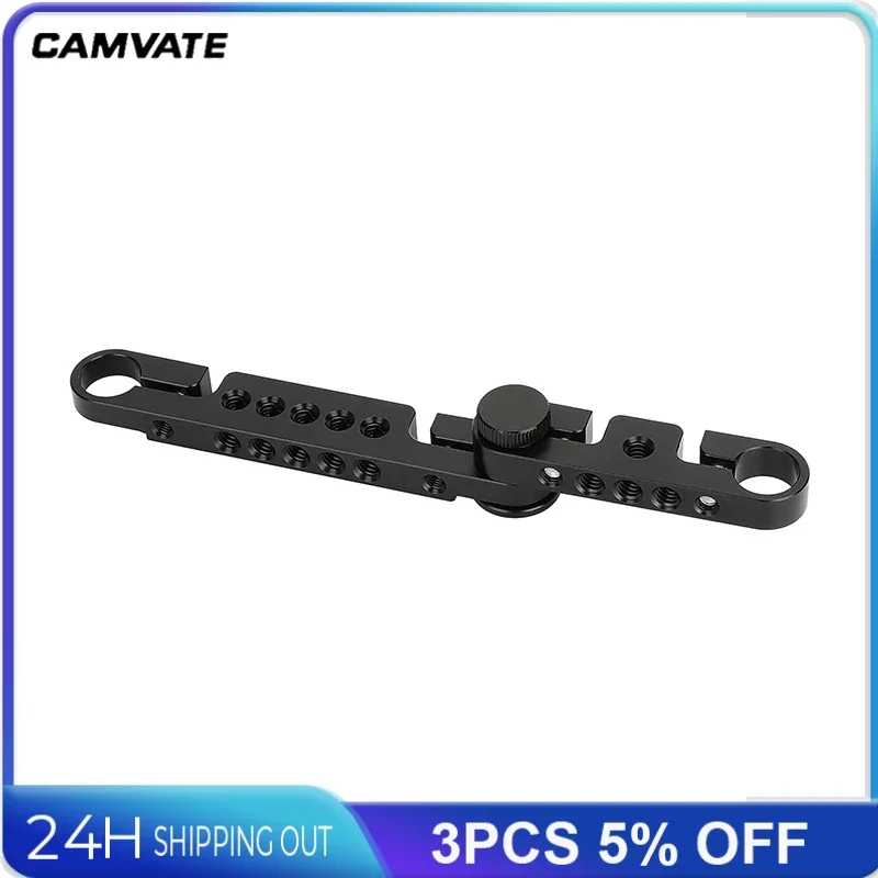 CAMVATE Adjustable Cross Cheese Bar Articulated Bar with Double 15mm Rod Adapter for On-camera Monitor Cage Rig Rod Suppoort