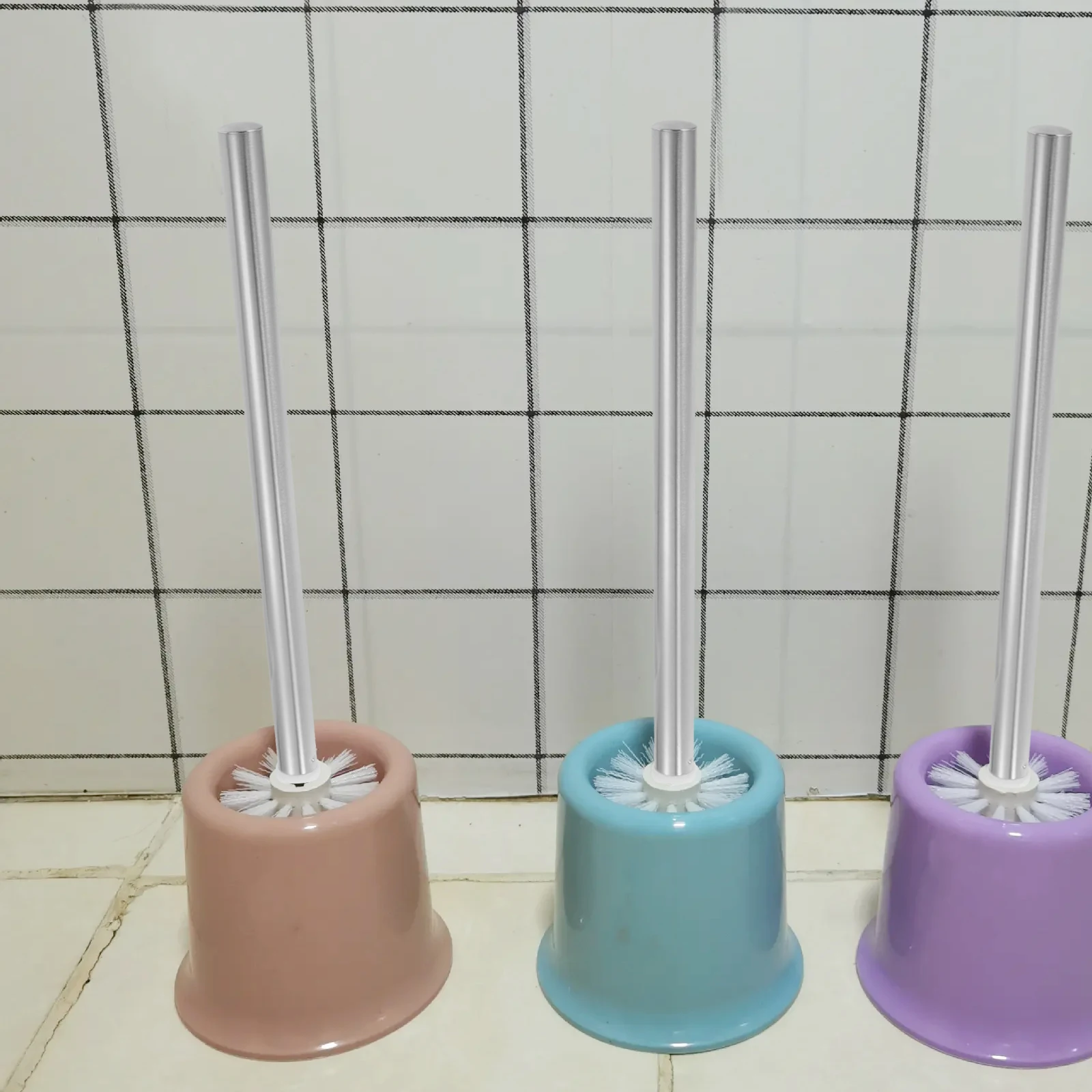 

2pcs Toilet Brush Handles Accessories Aluminum Plastic Replacement Parts Ergonomic Connector Adapters for Toilet Brush Heads