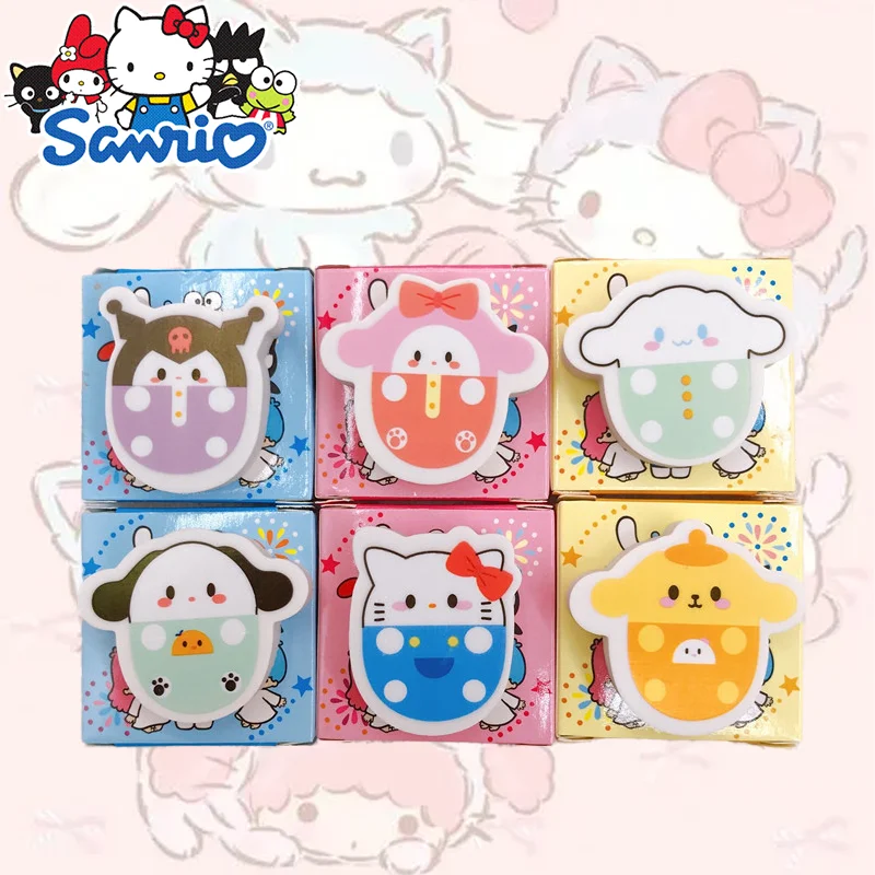 

1/6Pcs Sanrio Cartoon Cute Hello Kitty Erasers Melody Kuromi Cinnamoroll Student Stationery School Supplies Kawaii