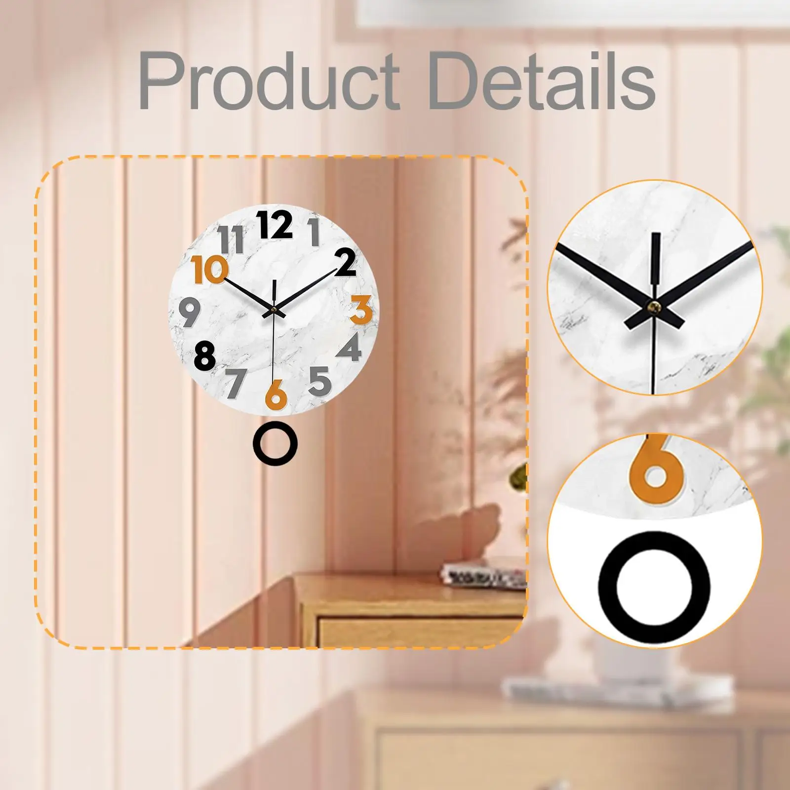 Decorative Acrylic Wall Clock Silent Sweep Minimalist Design Clock for Kitchen Bedroom Living Room Stylish Home Decor