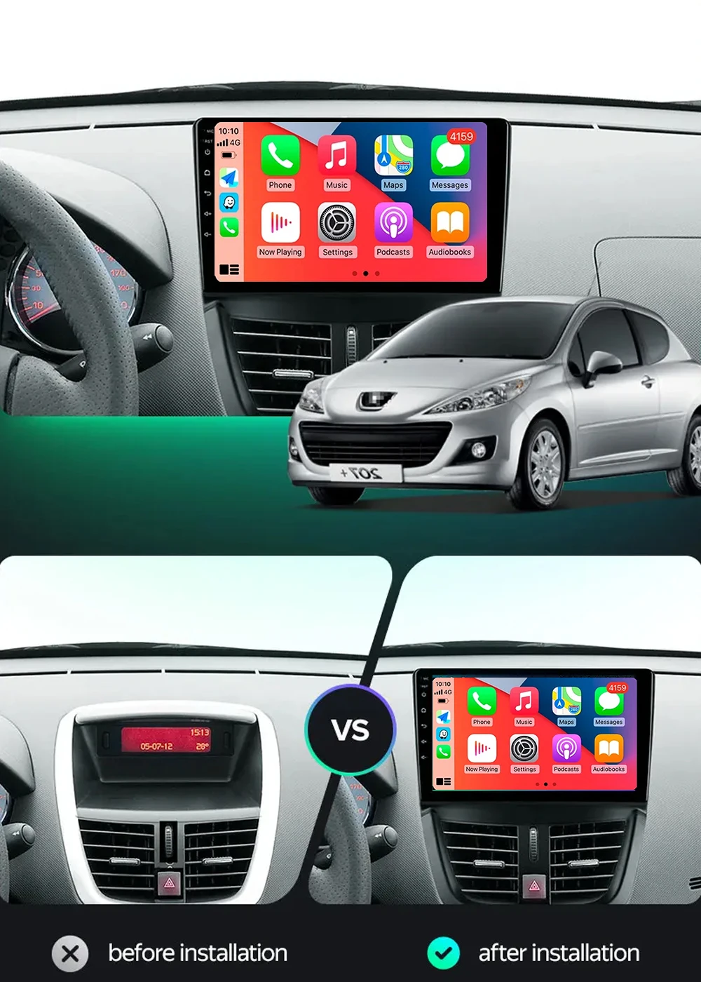 Radio Mobil 14 Android untuk Peugeot 207 CC 207CC 2006 - 2015 nirkabel Carplay pemutar Multimedia Stereo otomatis Android WiFi 4G 2 Din