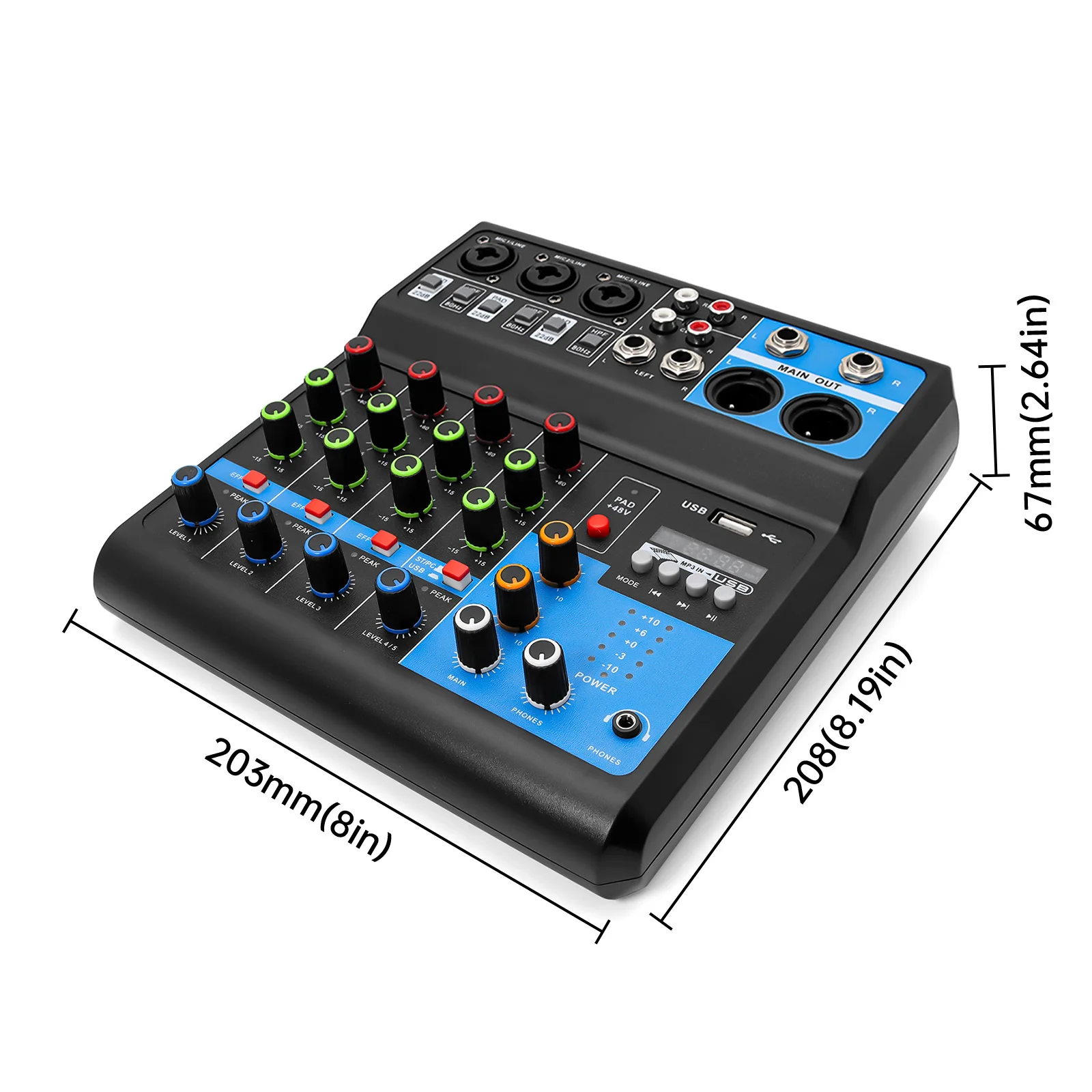 HD Audio 4 5 Channel Sound Mixer Professional Portable Console Computer Input 48v Power Live Broadcast A4 A5 Sound Audio Mixer