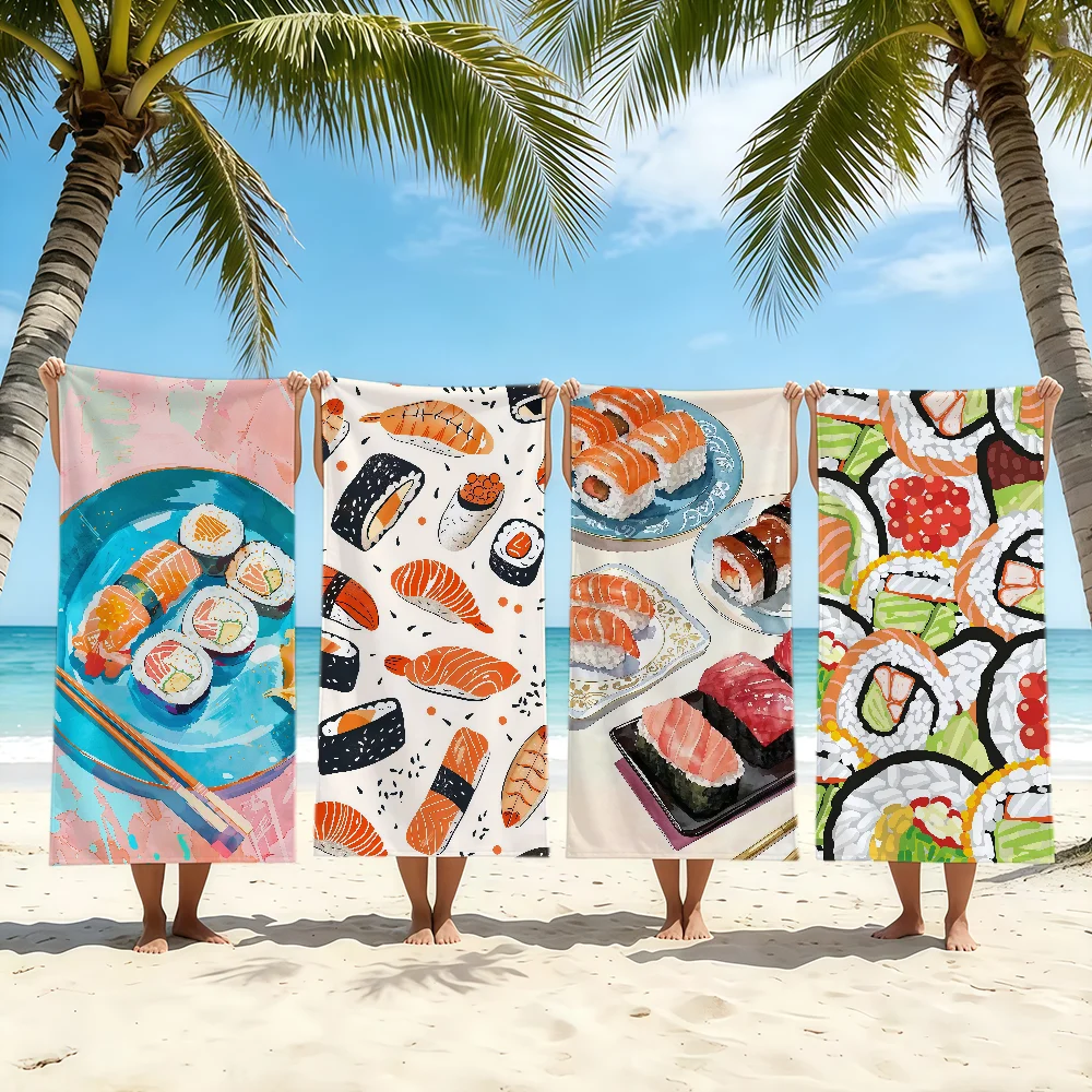 Delicious sushi pattern Towel Towel Beach Towel Travel Shower Quick-Drying Soft Same Style Men Women Sports